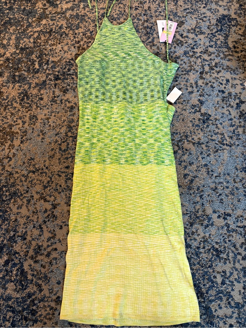 Backless Halter Knit Midi Dress in Lime Green